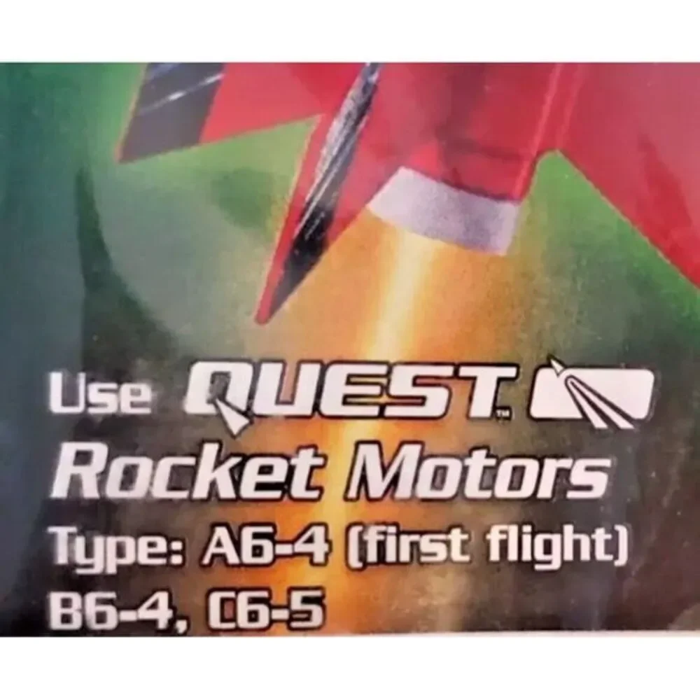 Quest Gamma-Ray Flying Model Rocket Kit Educational STEM Toy 17.38‎ in Red/Black